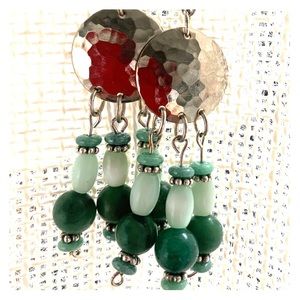 SOLD Cats Eye/Malachite shield earrings